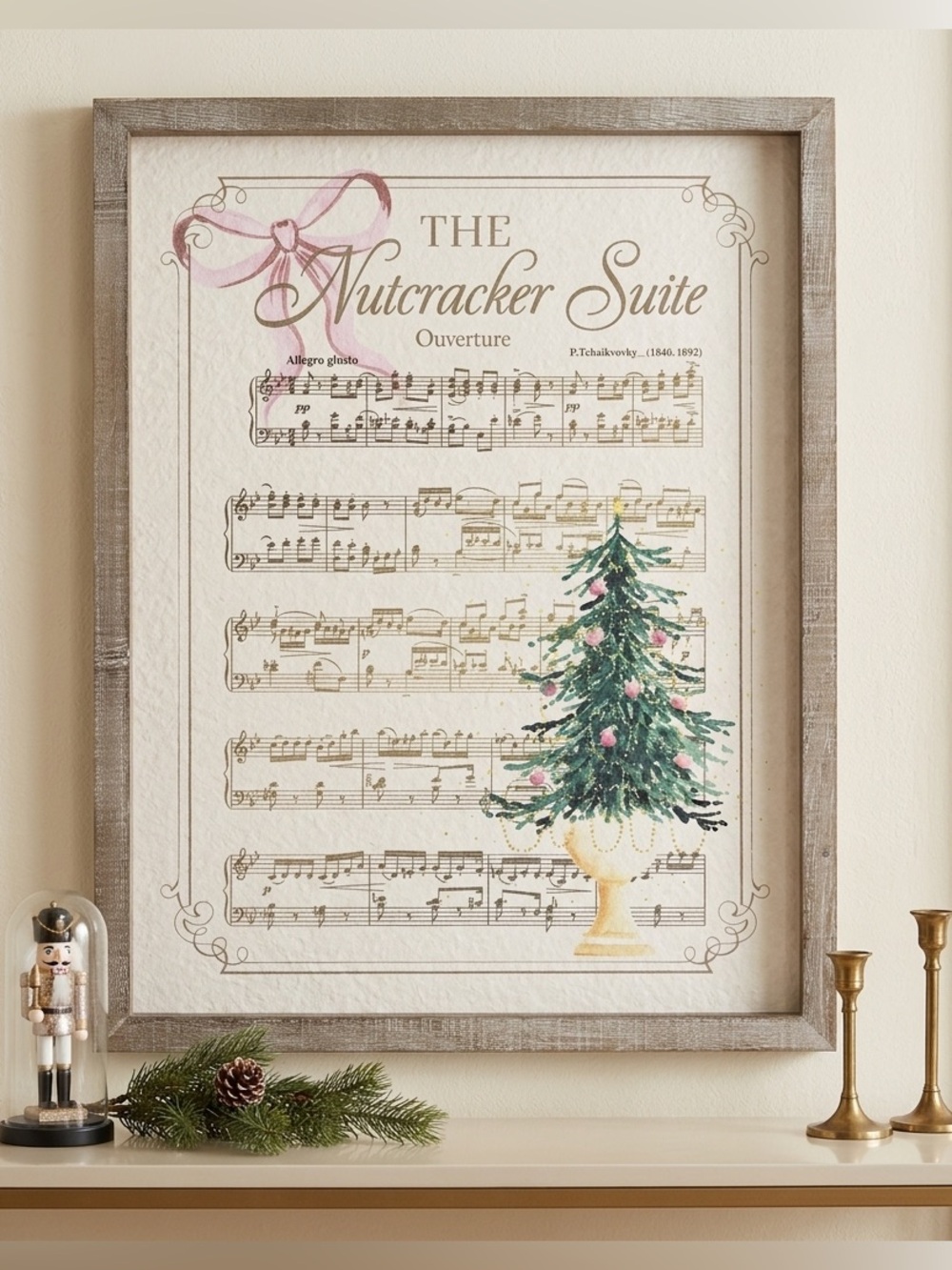 The Nutcracker Suite Sheet Music Christmas Wall Art Print 16”x12.25”